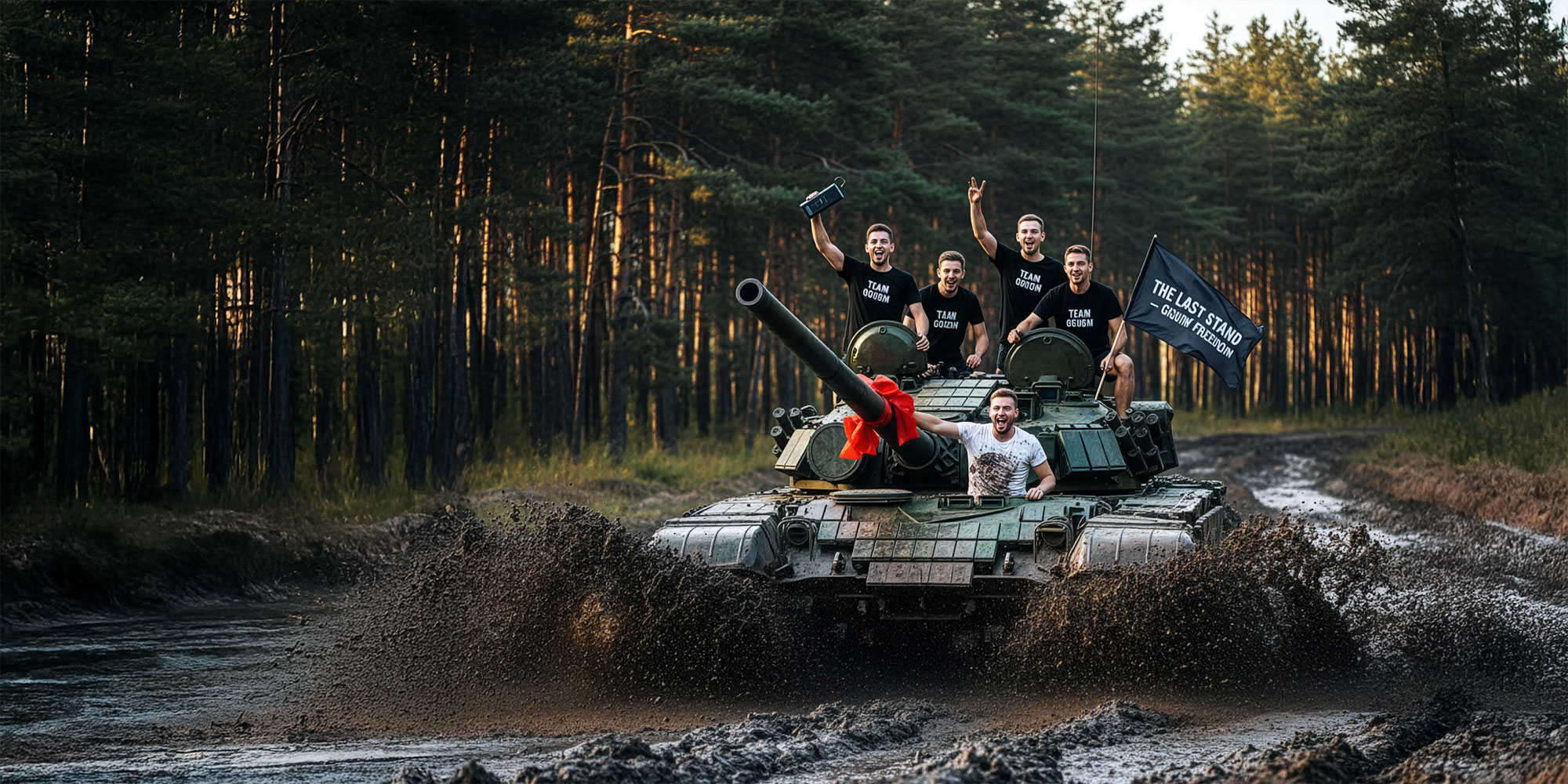Beispielbild: Panzer fahren nahe Prag / Example image: Tanks driving near Prague